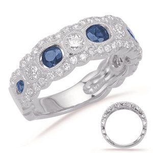 14kt White Gold Diamond and Sapphire Ring